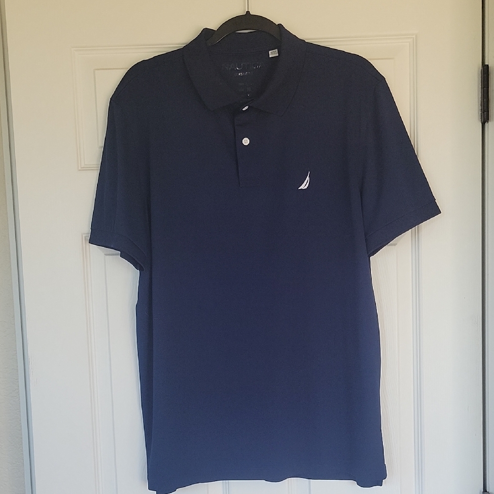 Nautica Men's Blue Short Sleeve Polo - Navy